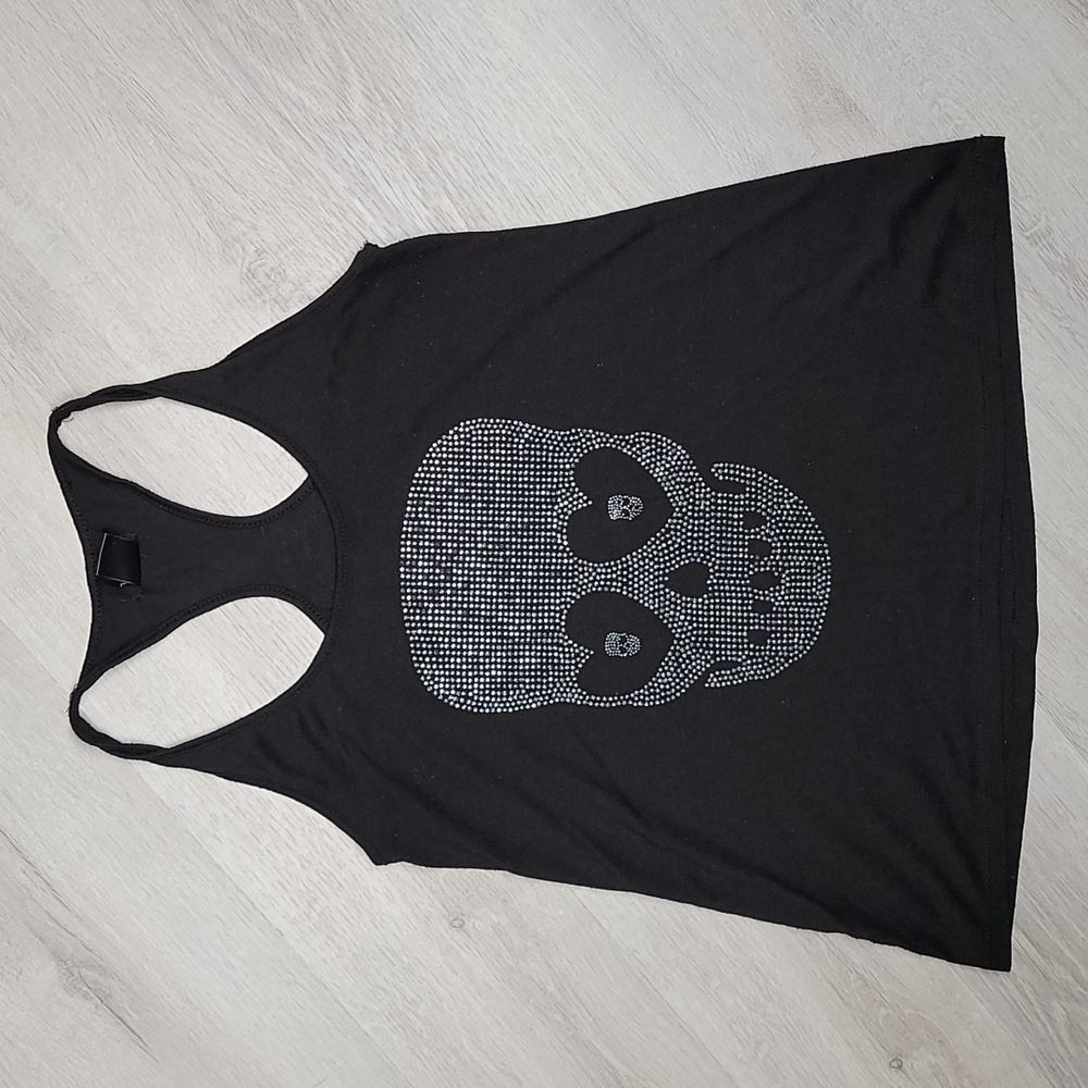 Teenage Runway gemmed small black skull Racerback tank top [63]